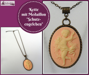Kette mit Medaillon "Schutzengelchen" im Vintagelook - 40/45 cm
